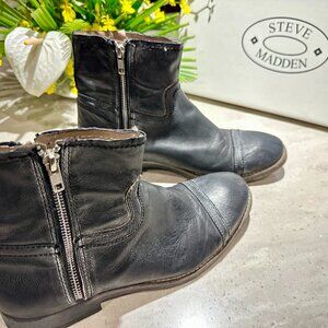 Steve Madden Forza, Black Leather Boots, Men's 9